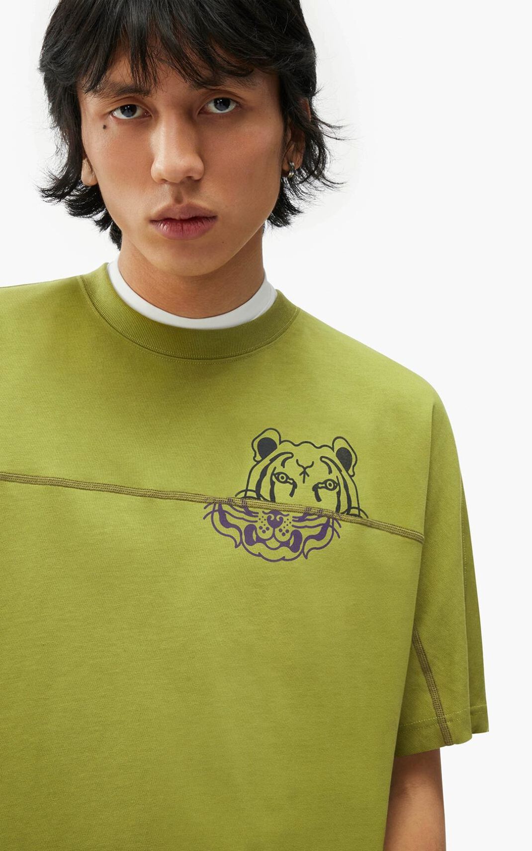 Camisetas Kenzo K Tiger oversized Hombre Verde Oliva - SKU.7904544